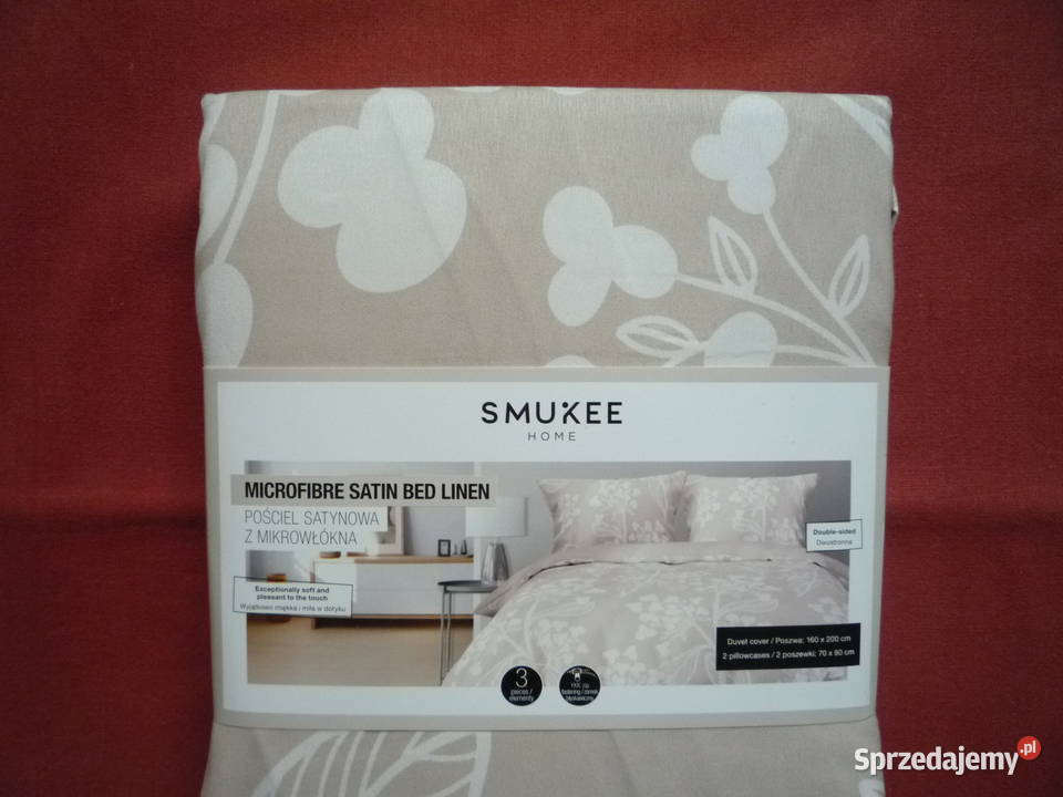Smukee nowa beżowa pościel satynowa mikrowłókno Komplety pościeli Szczecin