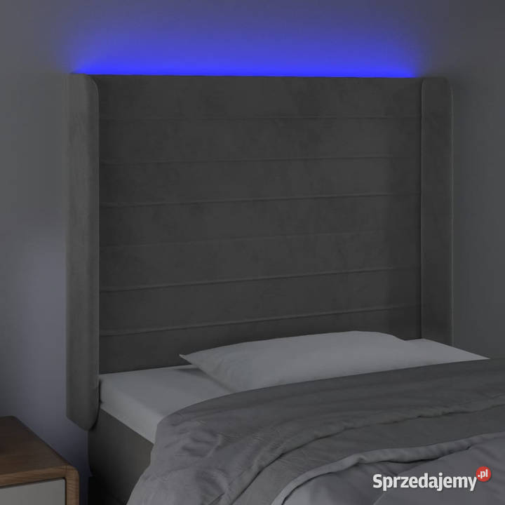 Zagłówek do łóżka z LED jasnoszary 93x16x118128 Dom i Ogród mazowieckie Warszawa