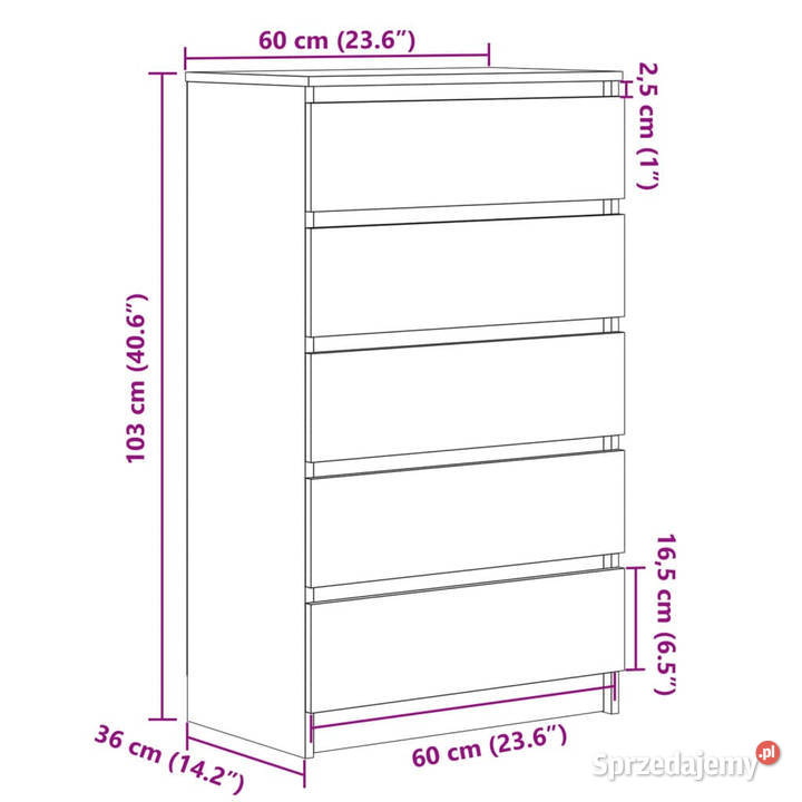 Komoda dąb artisan 60x36x103 materiał mazowieckie Warszawa