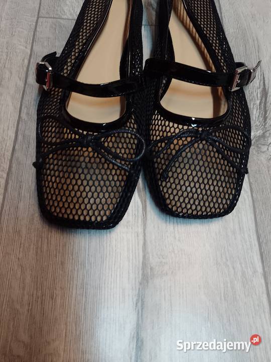 41 Czarne siateczkowe Baleriny wieczorowe z czarny Kraków