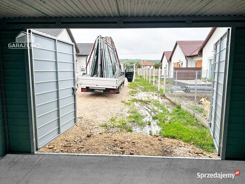 GARAŻ BLASZANY 4m x 6m WIATA 3X6 SPAD TYŁ BRAMA