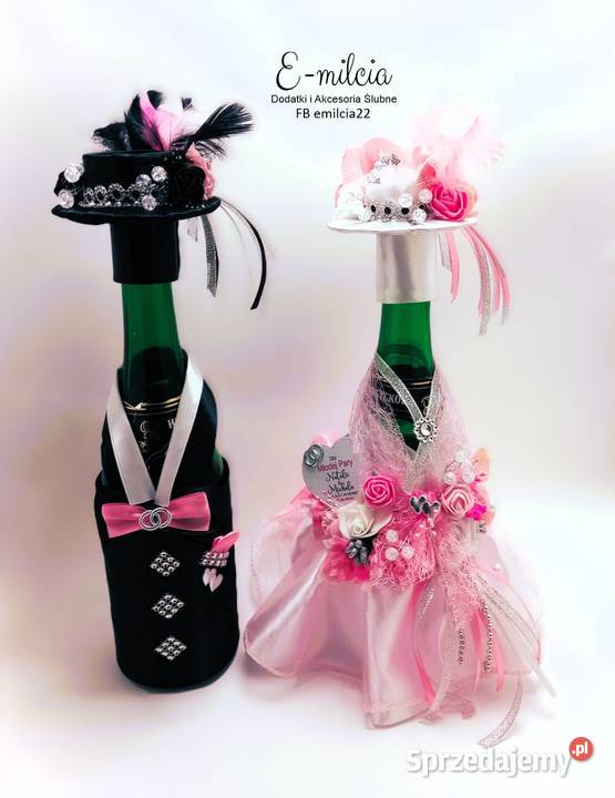 Ozdoba Dekoracja Ubranka na butelki Wino Ślub lubuskie