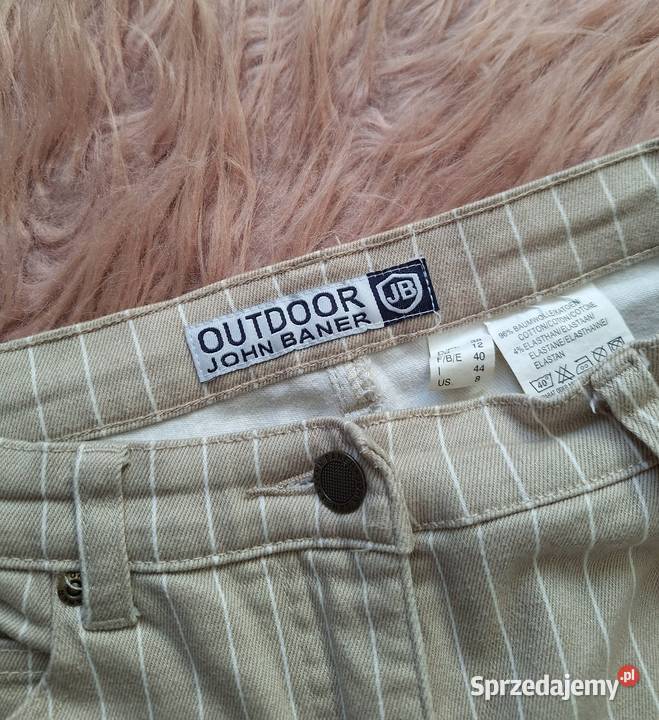 Piękne szerokie spodnie dzwony beżowe w prążki Kraków