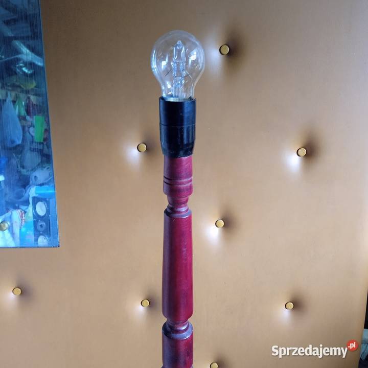Lampa podłogowa drewno toczone lata 70 Grodzisk Mazowiecki