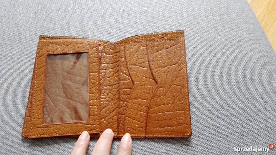 Pamiątki z PRL DUŻY SKÓRZANY PORTFEL BEŻ Łódź