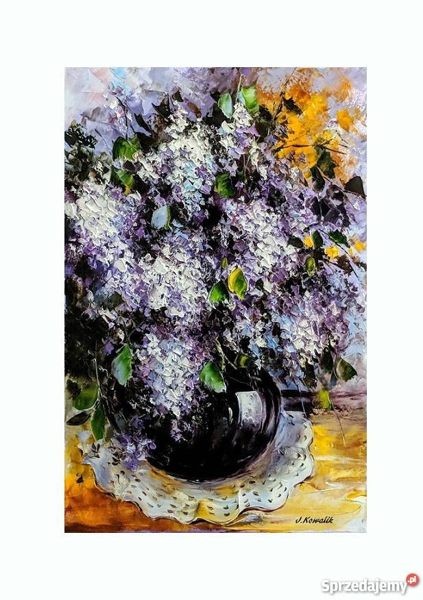 Kowalik Bukiet bzu 40x60 obraz olejny Warszawa