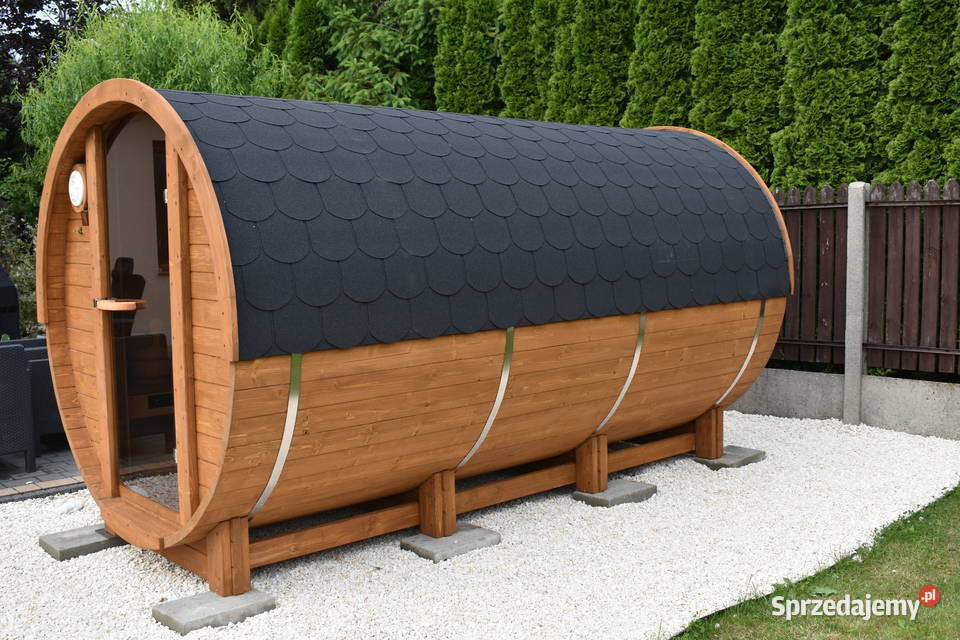 Sauna ogrodowa beczka 4m długości, z przedsionkiem