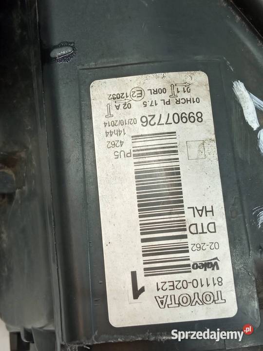 LAMPA PRZÓD PRAWA EU E18 8111002E21 Toyota Auris