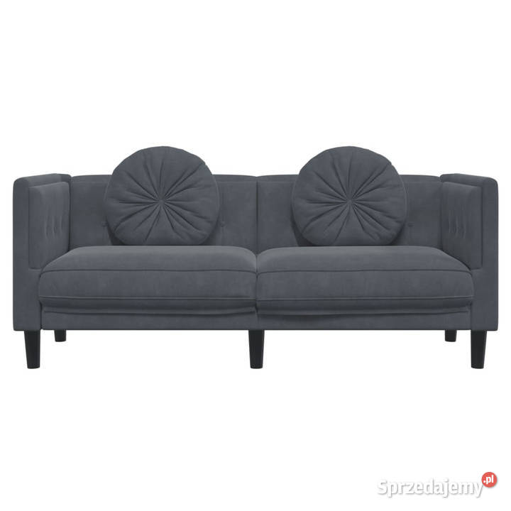 Sofa 2osobowa z poduszkami ciemnoszara aksamit Warszawa