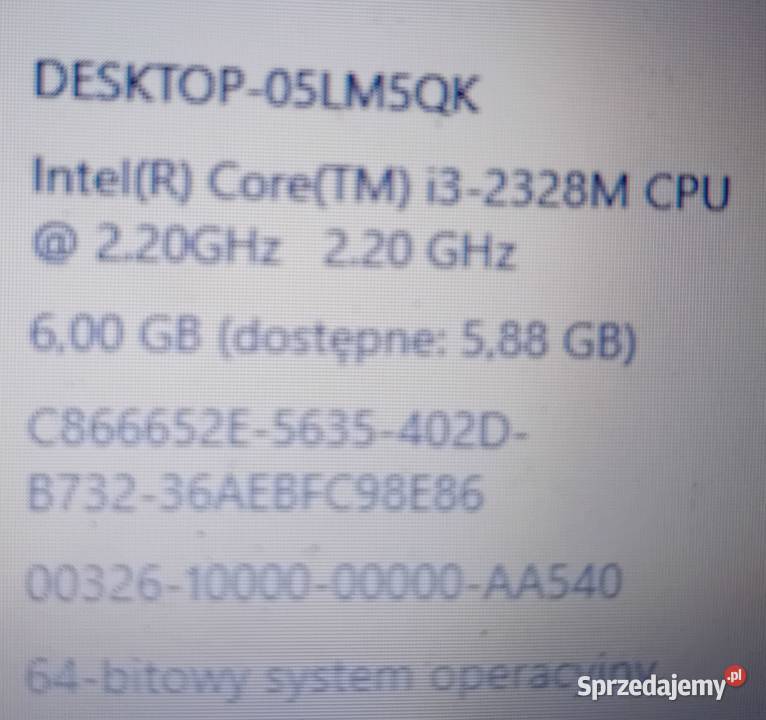 19 laptop Dell E6520 Intel Core i36 GB DDR3SSD podkarpackie Rzeszów