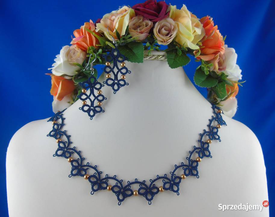 Biżuteria frywolitkowa Wiśniowa sprzedam