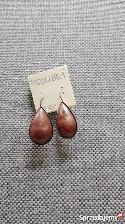 KOLCZYKI Z BRĄZOWĄ MASĄ PERŁOWĄ łódzkie Łódź