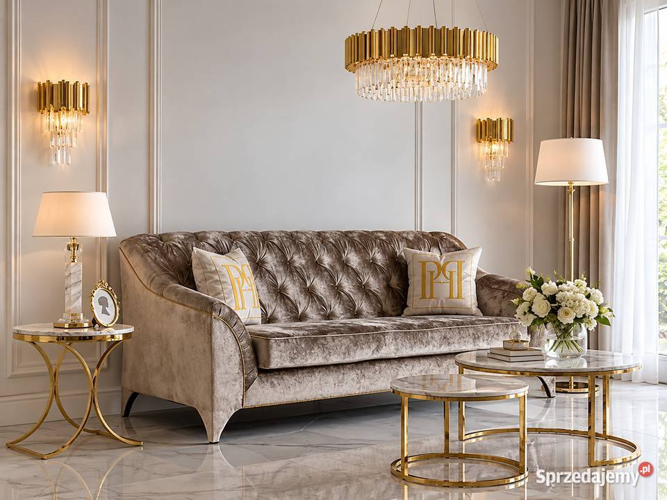 Ekskluzywna sofa glamour do salonu gabinetu Warszawa