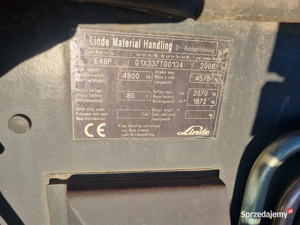 Linde E48 Wózek Widłowy 45 tony forklift łódzkie