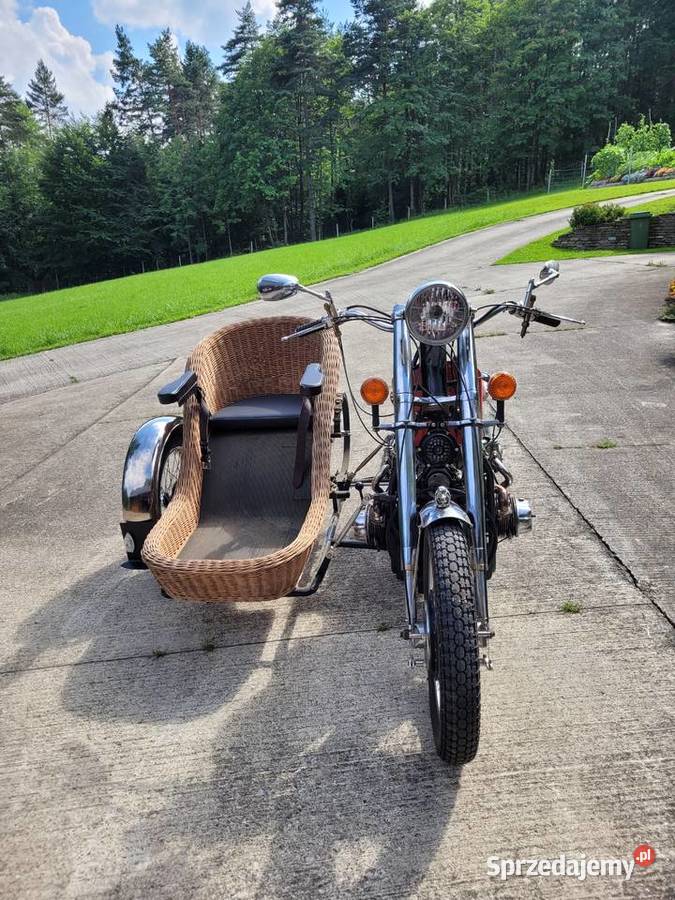 Motocykl wynalazek z wózkiem bocznym Łabowa