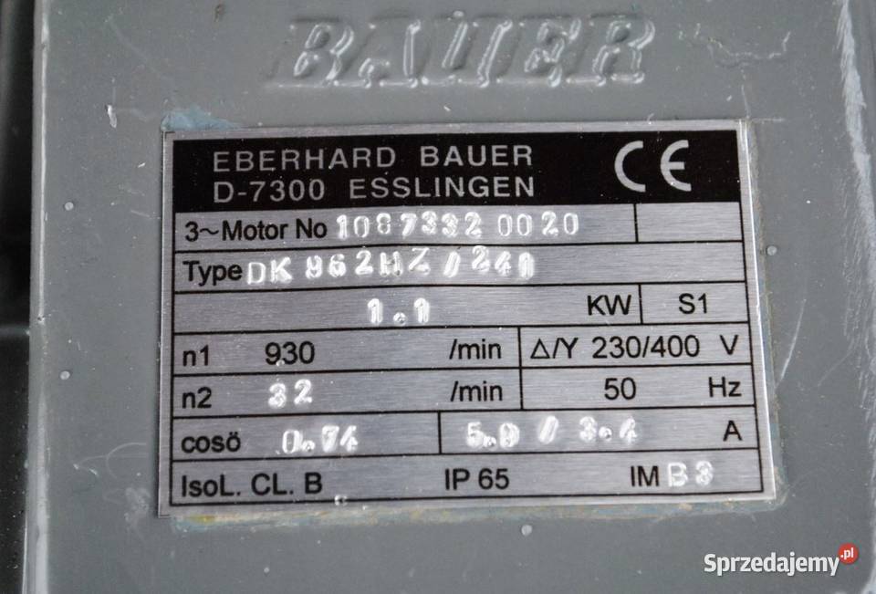 Motoreduktor 11kw 32obrmin Firmy BAUER Kargowa