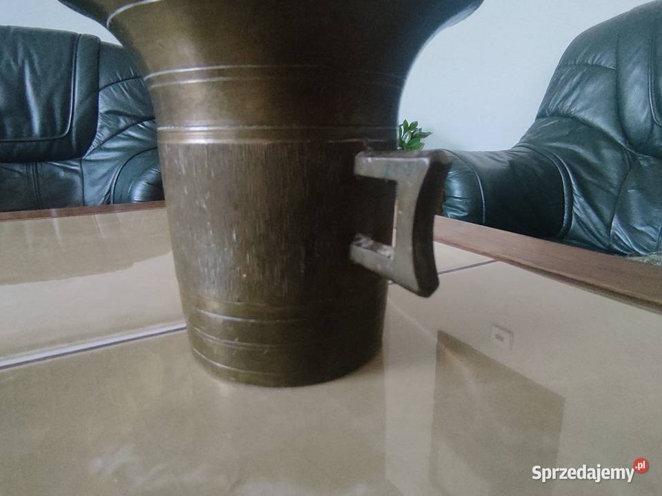 Mosiężny moździerz z tłuczkiem Lata 19001930 lubelskie Janów Lubelski