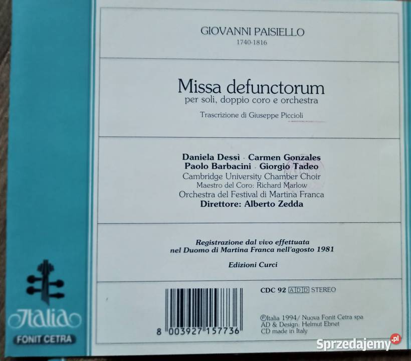 G Paisiello Missa Defunctorum CD Kraków
