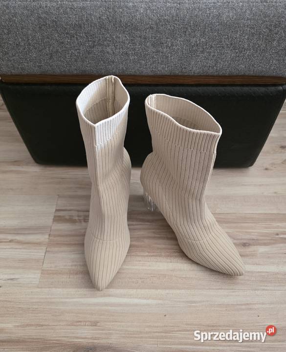 Botki skarpetkowe przezroczystym obcasem Damskie Głogów sprzedam