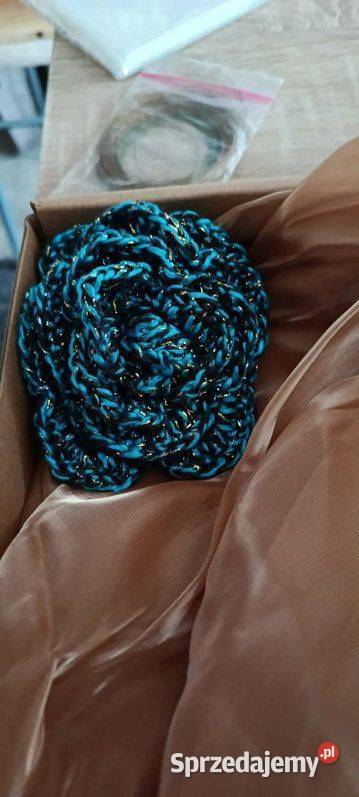 Kwiat szydełko broszka Zegarki i Biżuteria Zielona Góra