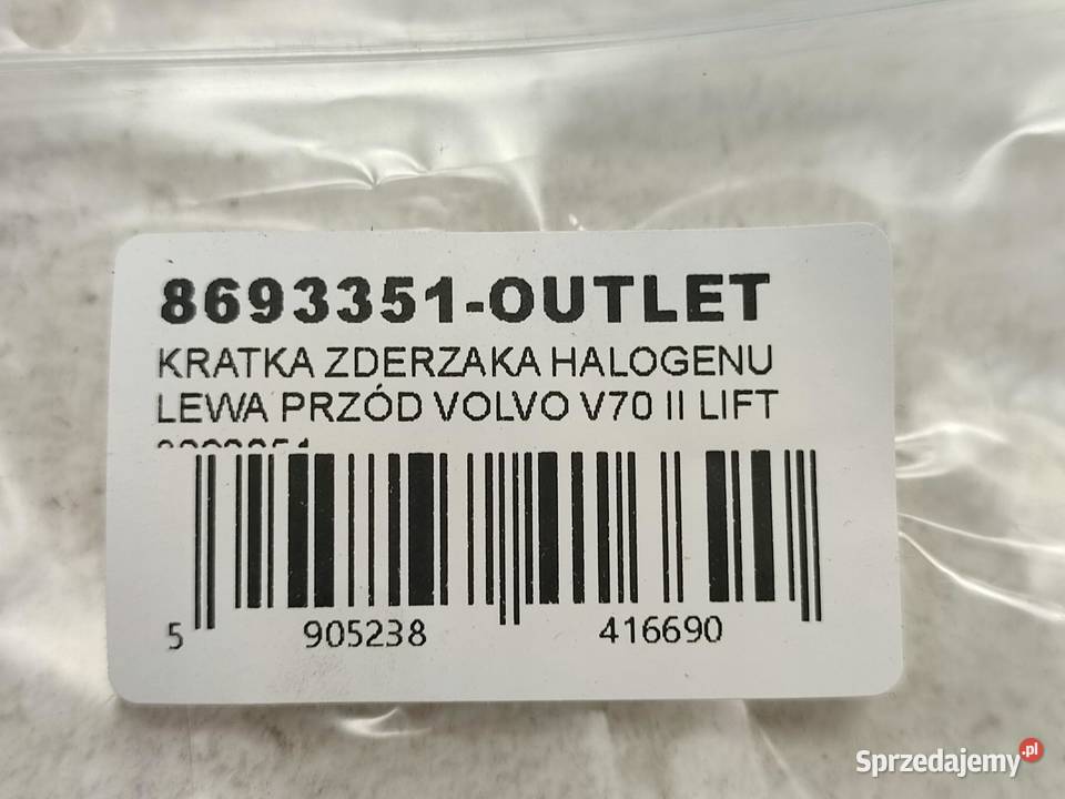 KRATKA ZDERZAKA LEWY PRZÓD VOLVO V70 II LIFT Listwy i nakładki sprzedam