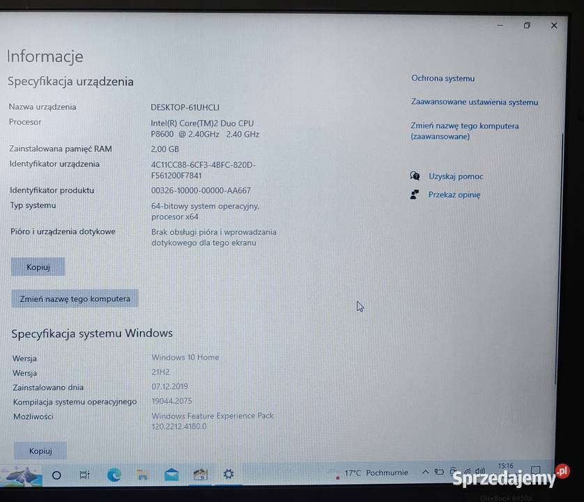 HP ELITEBOOK 6930P 141 Intel Core 2 Duo 4GB mazowieckie Warszawa