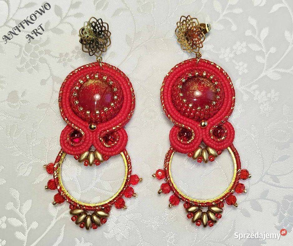KOLCZYKI CZERWONE z żywicą KÓŁECZKA Kolczyki Warszawa