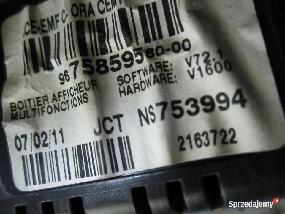 CITROEN BERLINGO II 11r wyświetlacz 9680939077 osobowe