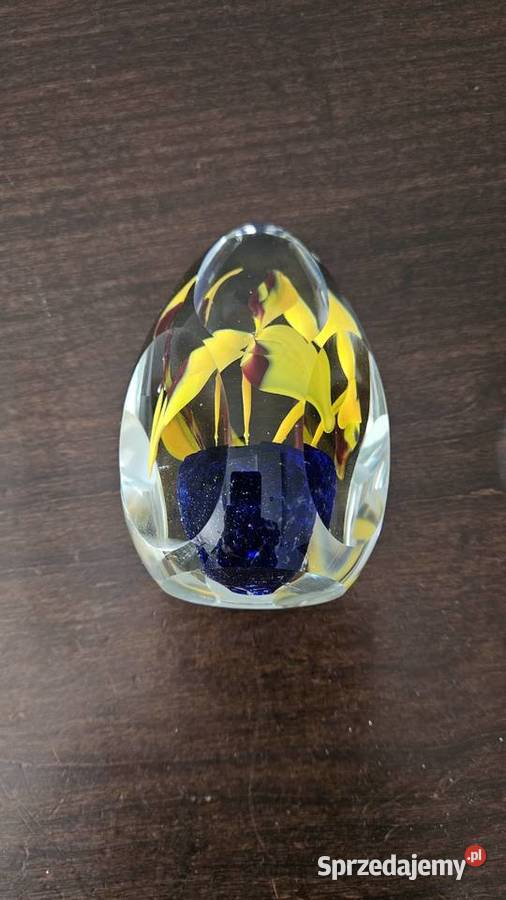 Kula Przycisk Szklany 9 x Szlif 3 Kwiaty Krosno