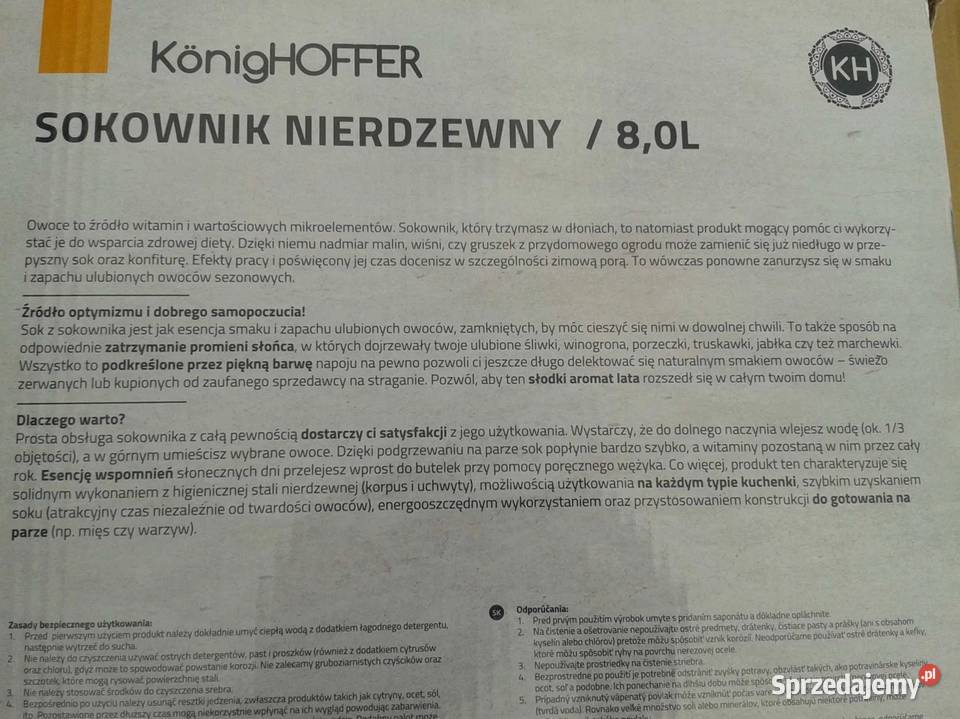 SOKOWNIK nierdzewny duży 8 L GARNEK do gotowania Wołczyn sprzedam
