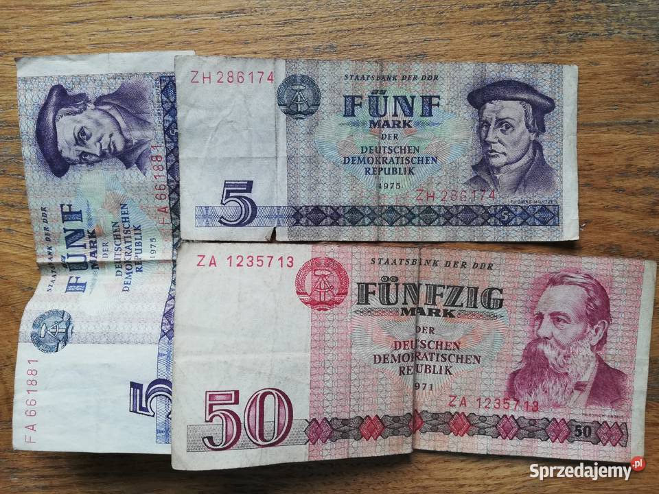 Banknoty DDR 5, 50 Marek
