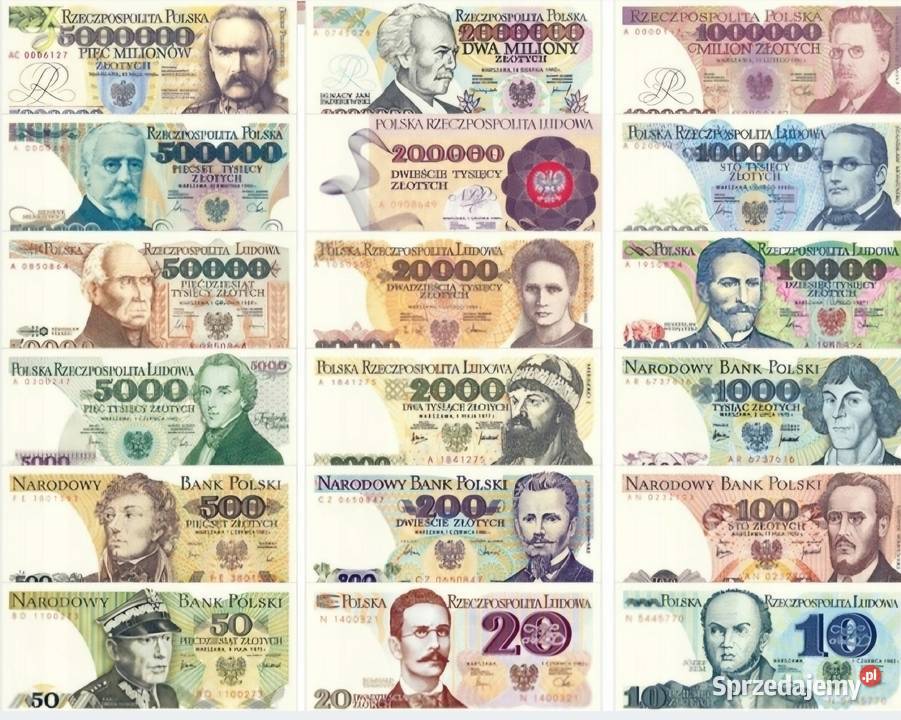 Banknoty PRL zestaw magnesow na lodówkę 4x7 18 mazowieckie Warszawa