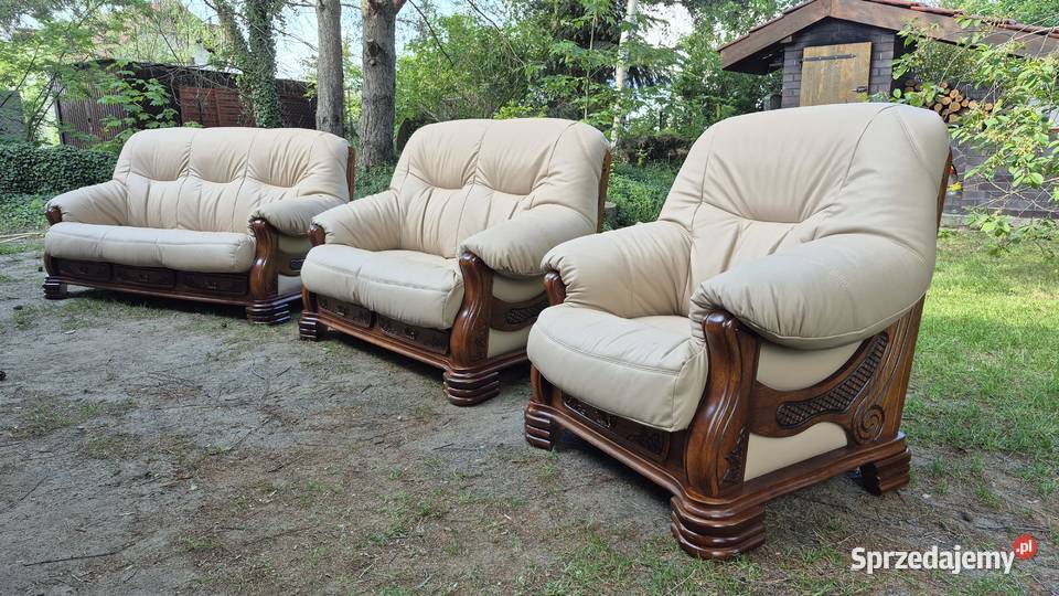 Komplet wypoczynkowy 3 2 1 Nowa skóra naturalna Śmigiel