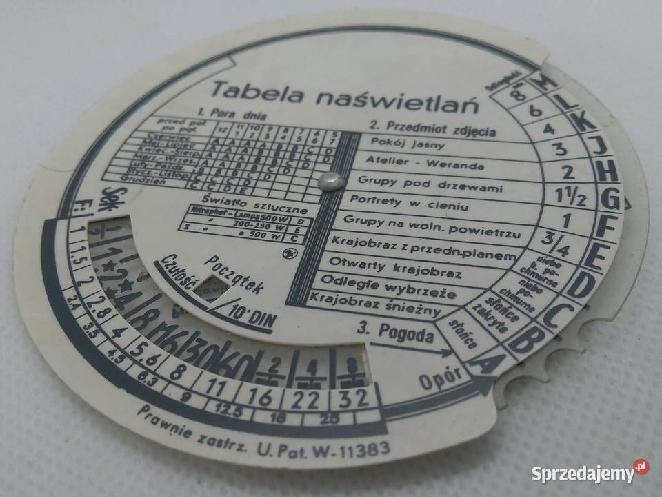 Tabela naświetlań do zdjęć dawne aparaty Antyki, Sztuka, Kolekcje Warszawa