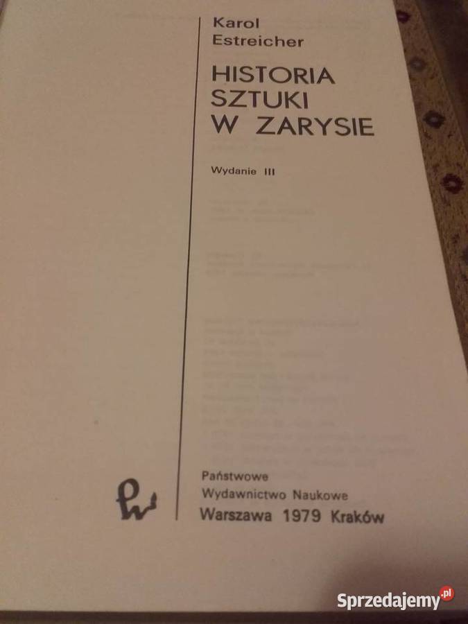 HISTORIA SZTUKI W ZARYSIE KAROL ESTREICHER sprzedam