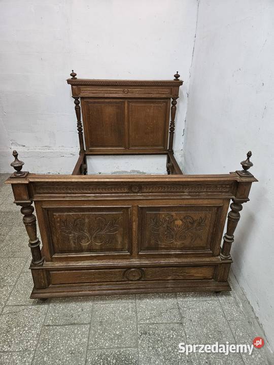 Stare dębowe łóżko eklektyczne Francja Nowy Sącz