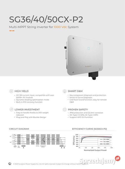Falownik Sungrow SG50CXPremium V112 małopolskie