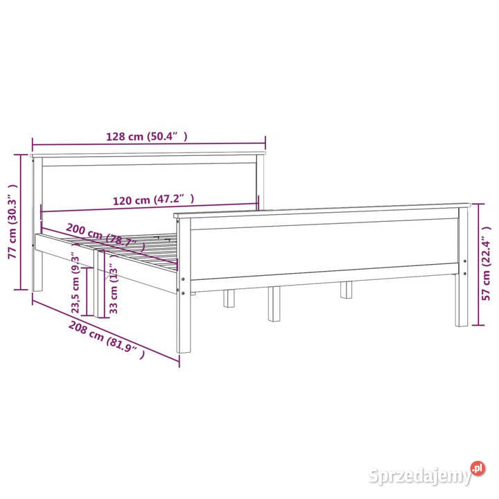 Rama łóżka lite drewno sosnowe 120 x 200 Łóżka mazowieckie