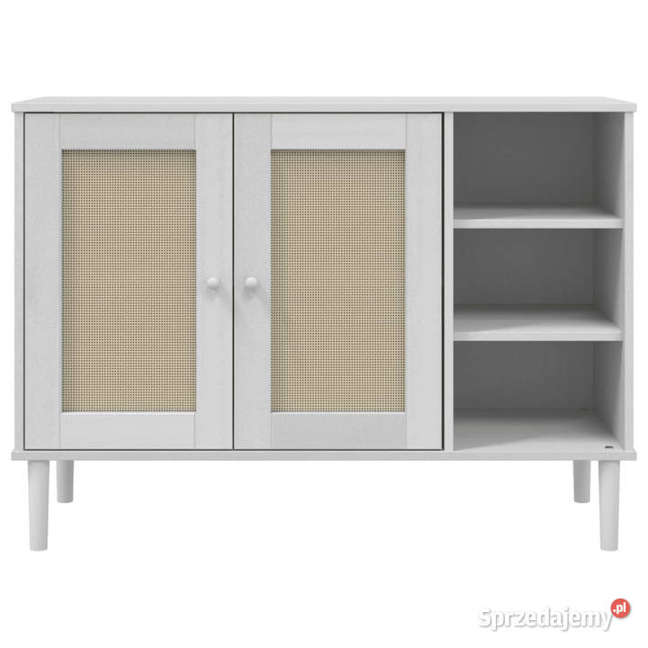Szafka SENJA imitacja rattanu biała 112x40x80 Pozostałe Warszawa