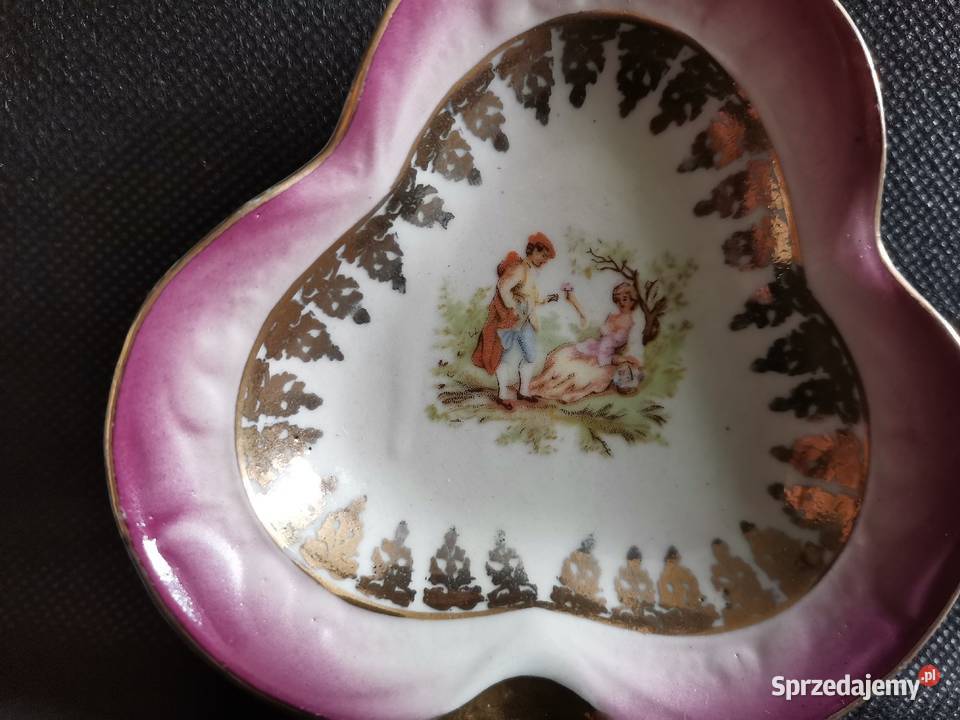 Stary świecznik kaganek i popielniczka porcelana Katowice