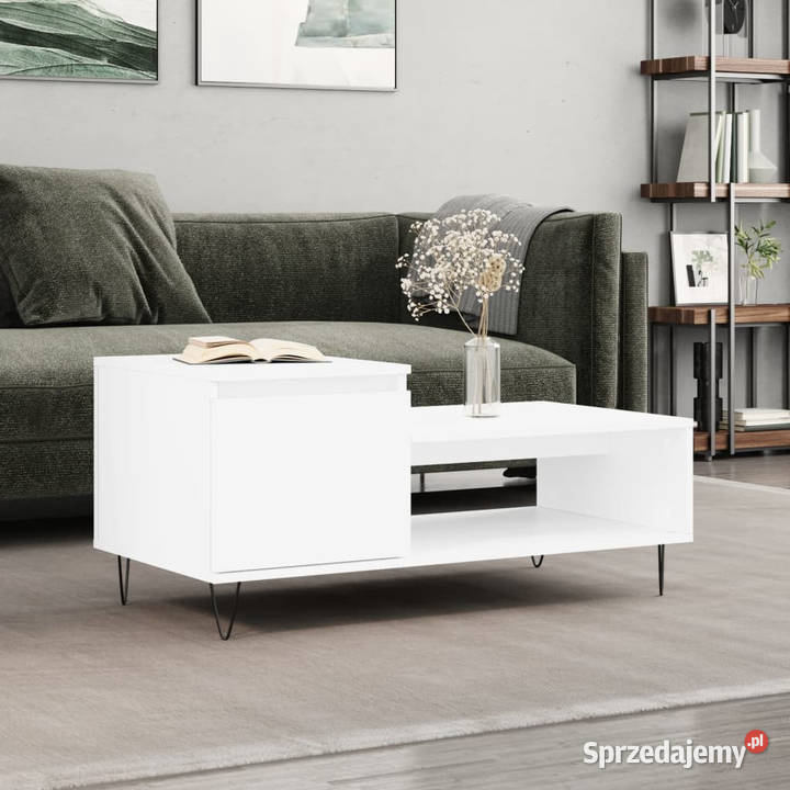 Stolik kawowy biały 100x50x45 materiał Warszawa sprzedam