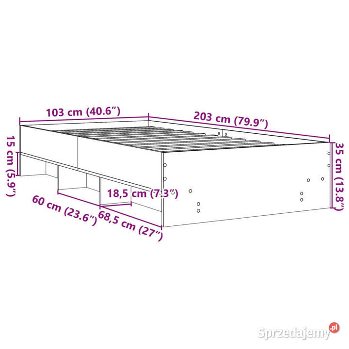 Łóżko bez materaca brązowy dąb 100x200 WM3295673 Warszawa