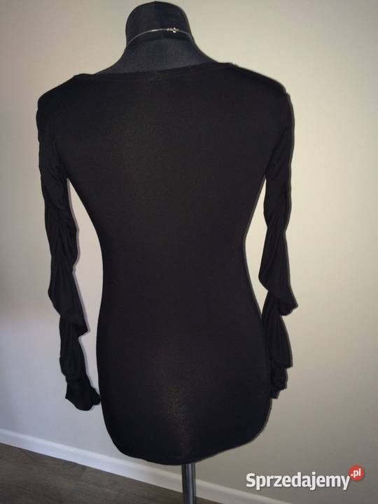 Czarna włoska bluzka wiskoza Denny Rose jabłko Nisko