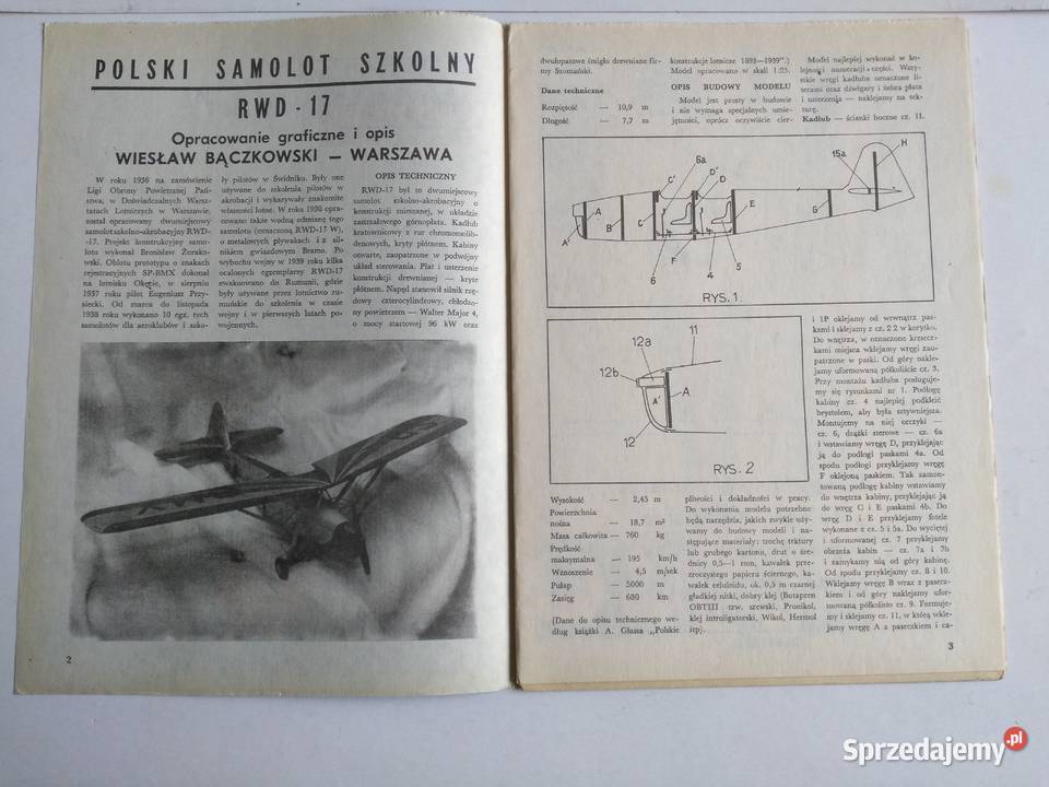 Mały Modelarz 81984 Polski samolot szkolny RWD17 Dąbrowa Górnicza