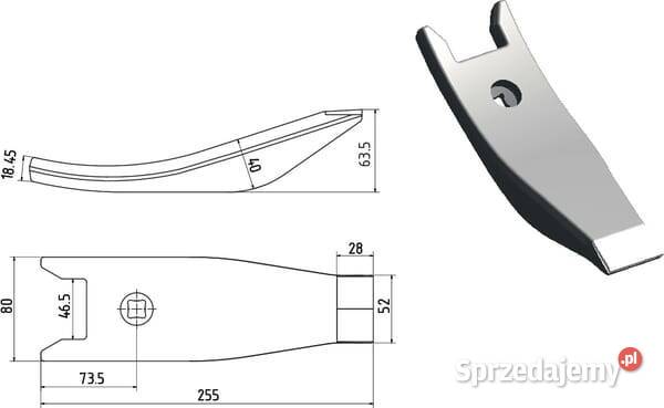 Redliczka 255x80x18 mm wzmocniona wygięta 1otw Kamionna