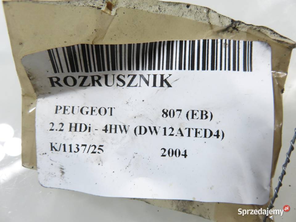 ROZRUSZNIK PEUGEOT 807 22 16V HDi 128 4HW BRAEK małopolskie