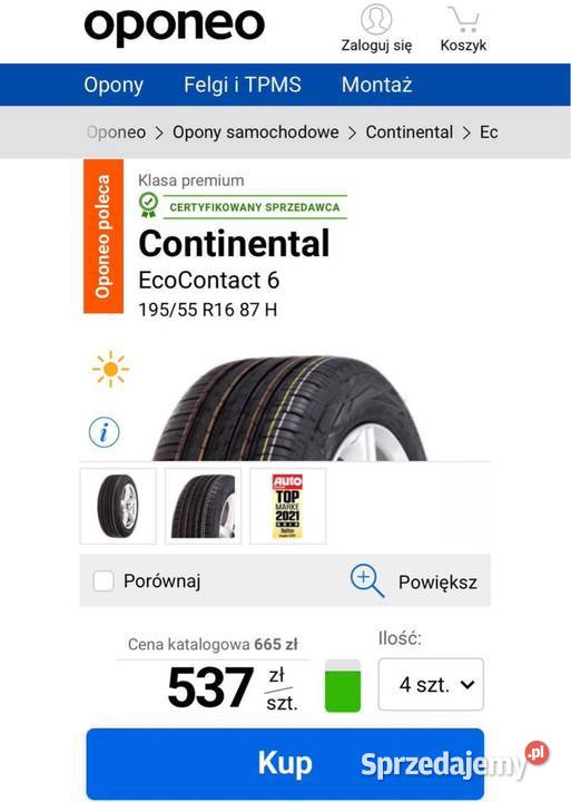 Opony Continental 19555R16 lubuskie Zielona Góra