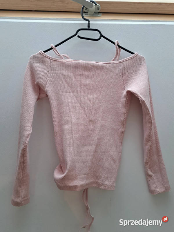 Różowa prążkowana bluzka z marszczeniem i długim różowy Bluzki i koszule Moda i Styl sprzedam