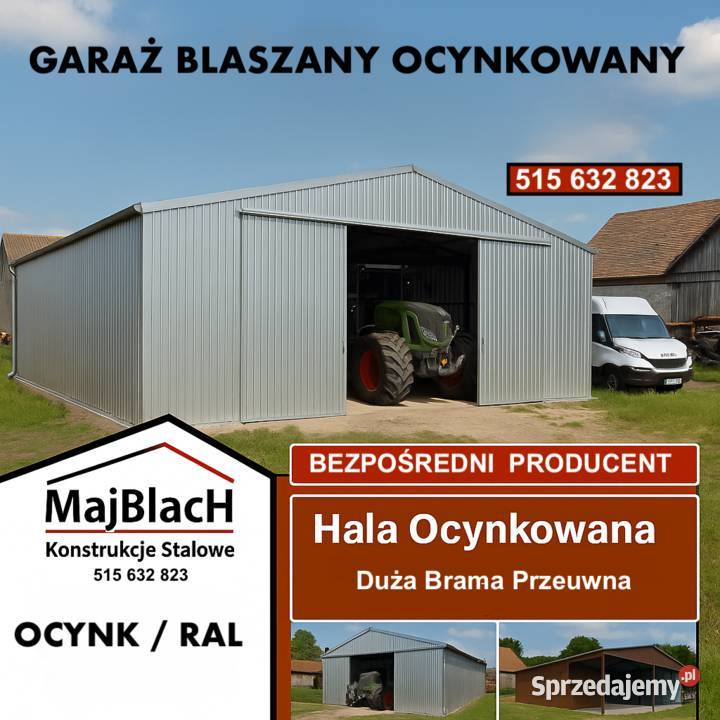 Duży Dwuspadowy Garaż Blaszany Grafitowy Hala blacha Rypin