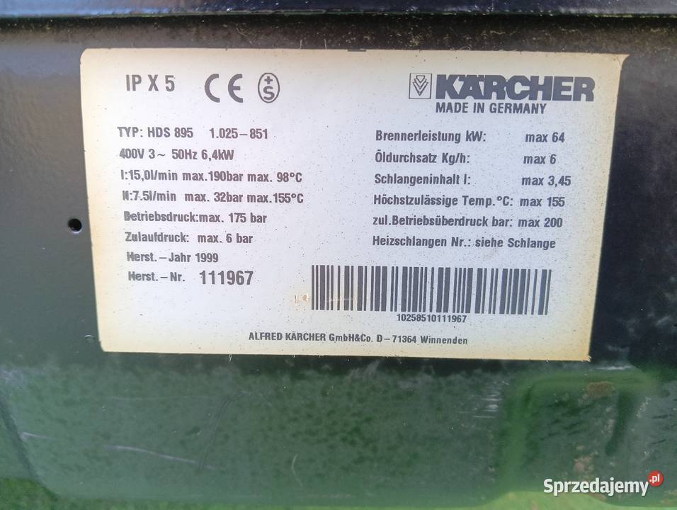Myjka Gorąco wodna KARCHER HDS 895 Gwarancja Myjki ciśnieniowe mazowieckie Radom sprzedam